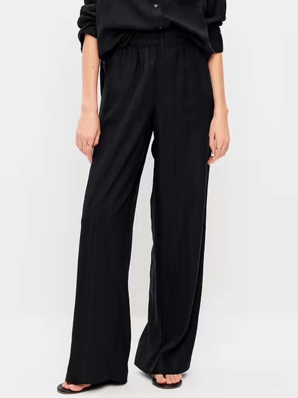 High-Waisted Linen-Blend Wide-Leg Pants